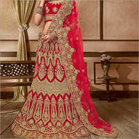 Red Velvet Lehenga Choli With Embroiderd And Stone Work