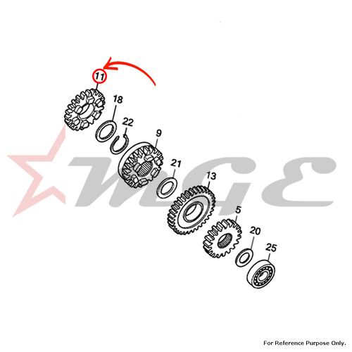 Gear, Mainshaft Fourth(21t) For Honda CBF125 - Reference Part Number - #23471-KWF-900