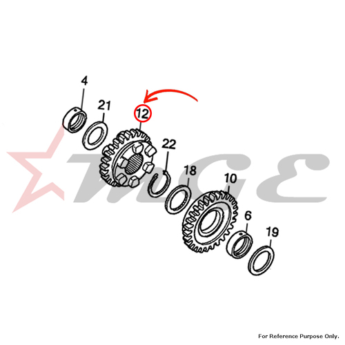 Gear, Countershaft Fourth(25t) For Honda CBF125 - Reference Part Number - #23481-KWF-900