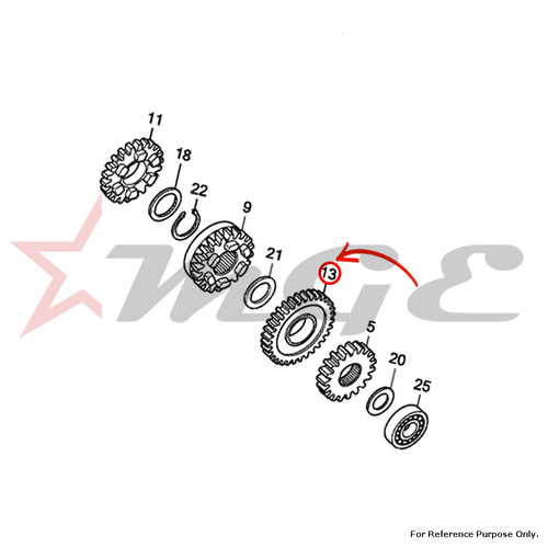 Gear, Mainshaft Fifth(26t) For Honda CBF125 - Reference Part Number - #23491-KWF-900