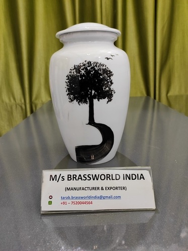 aluminum hand crafted to perfection hand painted unique designed adult cremation urn funeral supplies By BRASSWORLD INDIA