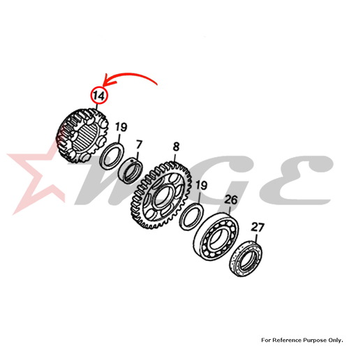 Gear, Countershaft Fifth(27t) For Honda CBF125 - Reference Part Number - #23501-KWF-900