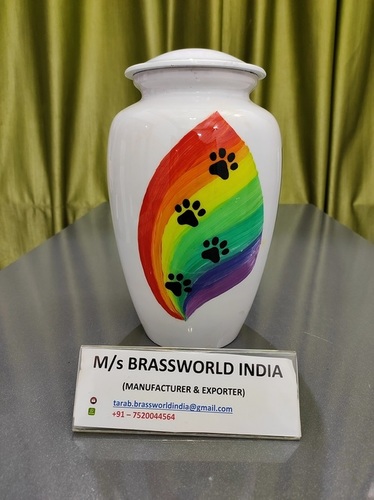 aluminum rainbow colour hand painted pet cremation urn funeral supplies