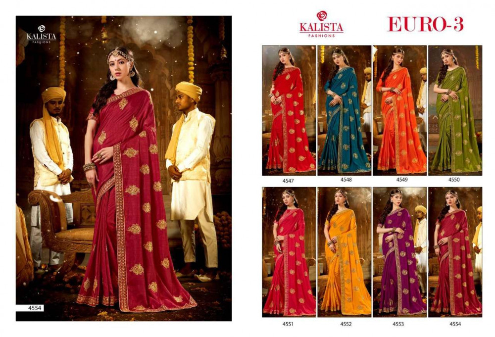 Kalista Fashions Euro Vol-2 Vichitra Silk Elegant Look Saree Catalog