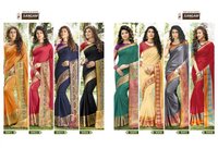 Sangam Prints Bengal Handloom Silk With Contrasted Border Weaving Saree Catalog