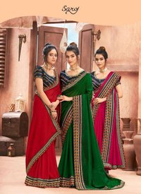 Saroj Textiles Aagman Vichitra Silk Classy Design Fancy Saree Catalog