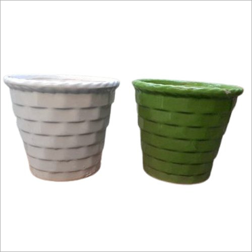 ceramic Green Round Flower Pot