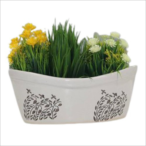 Ceramic White Painted Flower Pot