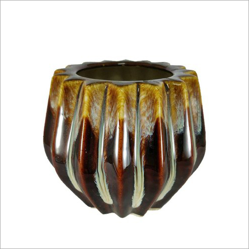 Ceramic Brown Round Flower Pot