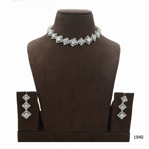 American Diamond Necklace Set With Beautiful American Diamond Work