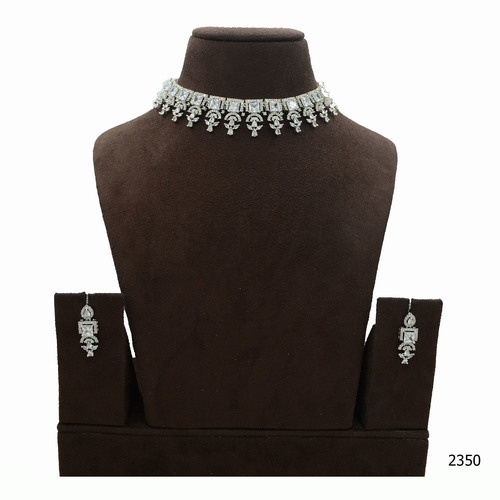 American Diamond Necklace Set With Beautiful American Diamond Work
