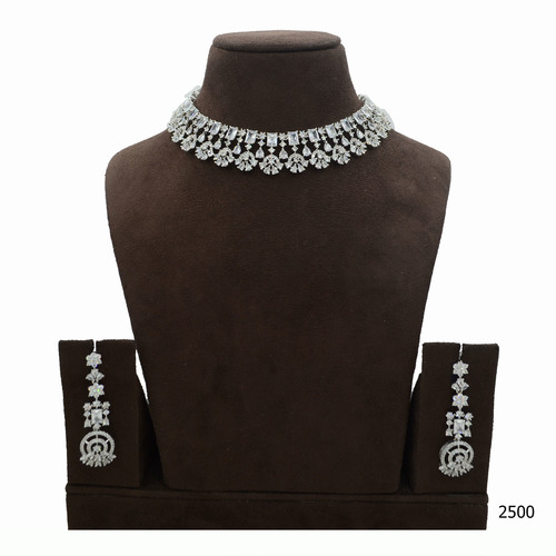 American Diamond Necklace Set With Beautiful American Diamond Work