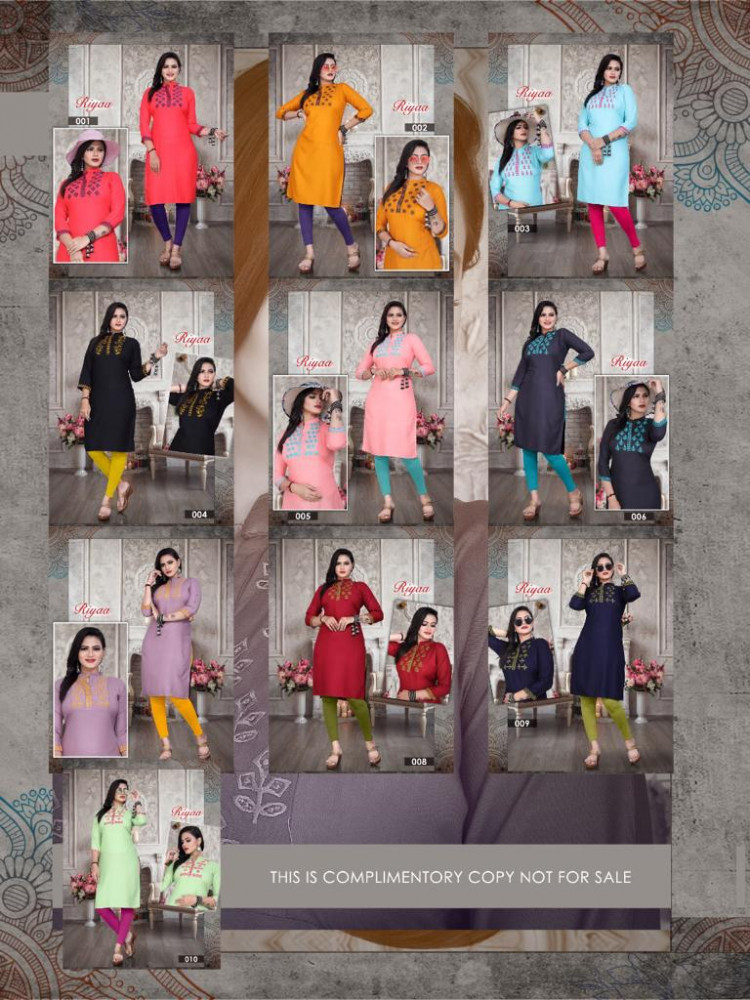 Riyaa Casual Wear Printed Kurti Catalog Collection