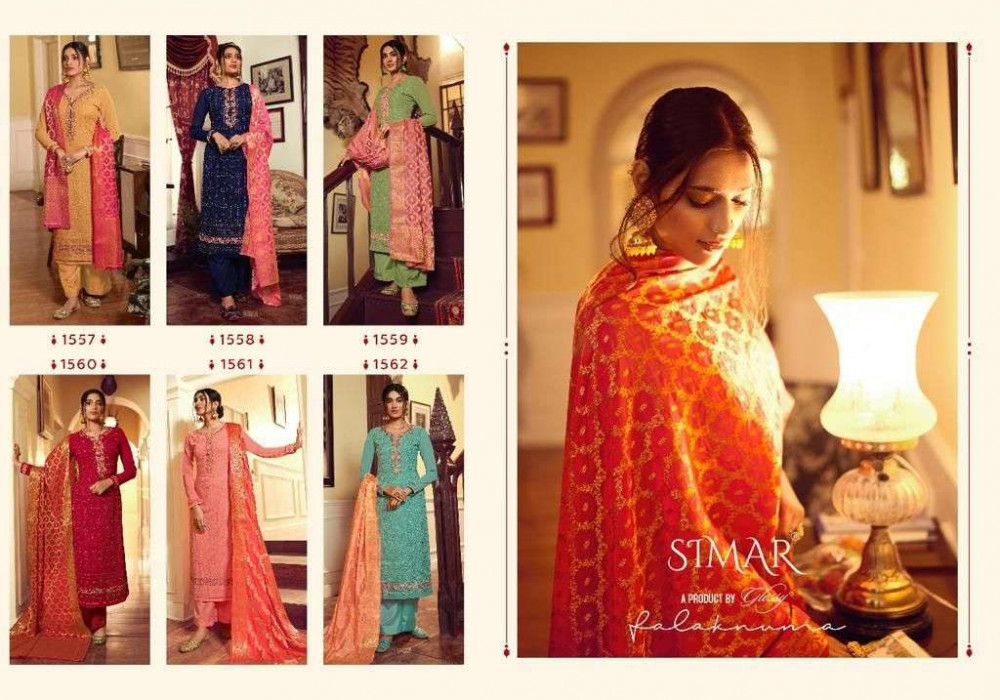Glossy Falaknuma Georgette Embroidey With Swarovski Work Fancy Suits Catalog