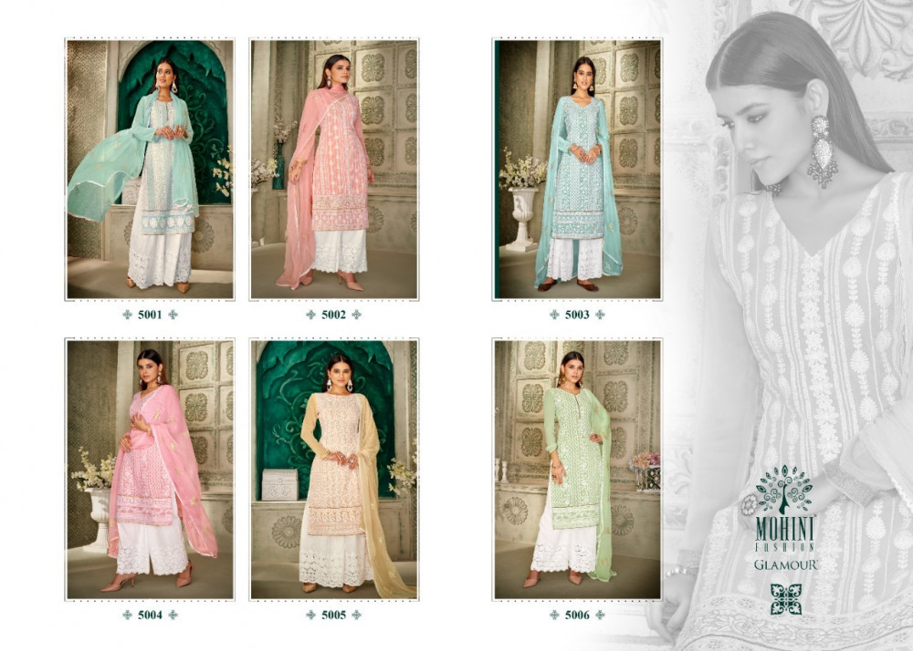 Mohini Fashion Glamour Viscos Georgette Lakhnavi Thread Work Plazzo Style Salwar Kameez Catlog