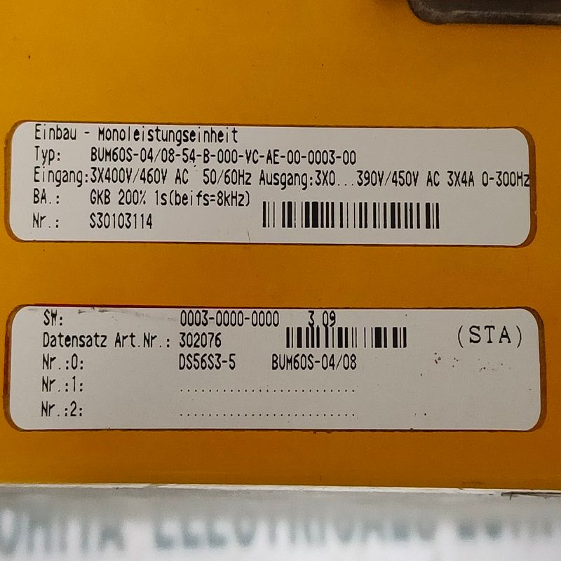 BAUMULLER BUM605-04/08-54-B-000-VC-AE-0003-0003-00 SERVO DRIVE