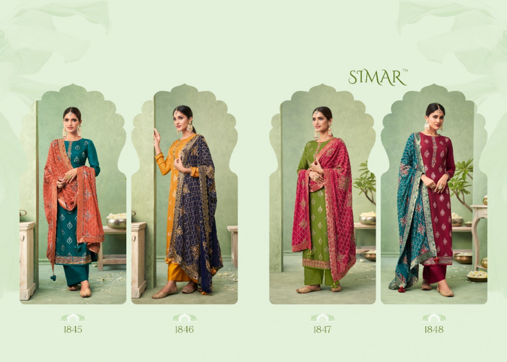Glossy Simar Gulnoor 1845 Series Designer Salwar Kameez Catalog Collection