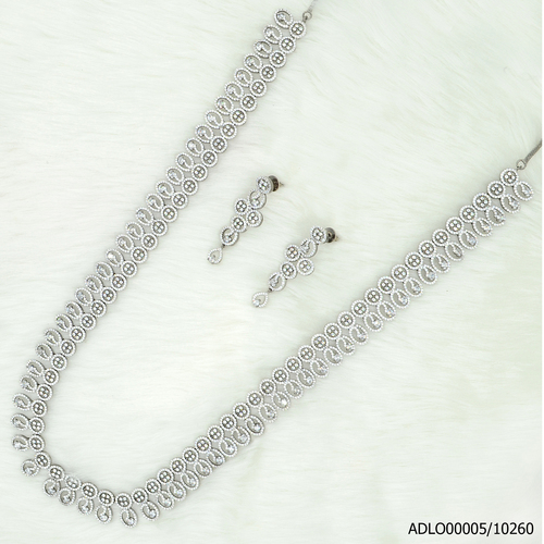 Black Rodium Plated American Diamond Long Set