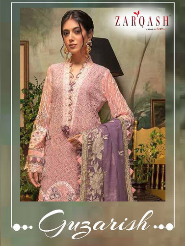 Zarqash Guzarish Georgette Heavy Embroidered Pakistani Salwar Kameez Catalog - Fox Georgette Top, Heavy Santoon Inner, Nazneen Dupatta, Unstitched, Heavy Boring Embroidery
