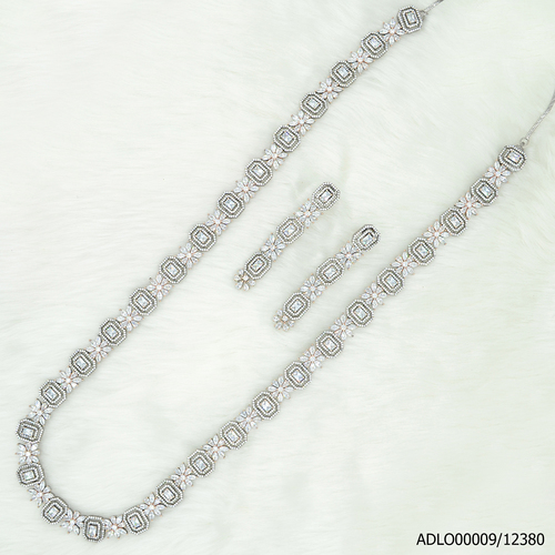 Black Rodium/Rose Gold Plated American Diamond Long Set