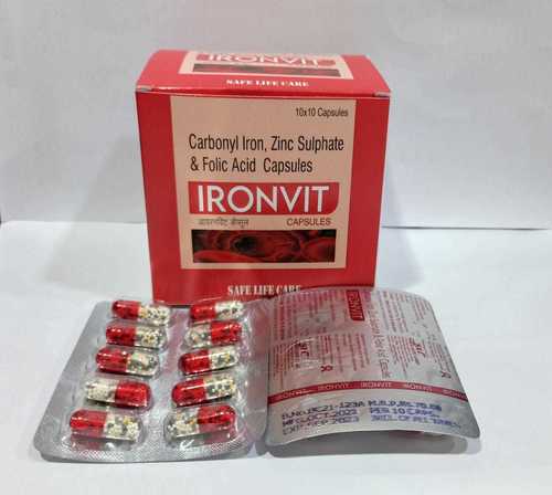 Ironvit-cap 10x10 Ingredients: Carbonyl Iron + Folic Acid + Vitamin B12 + Vitamin C Capsules