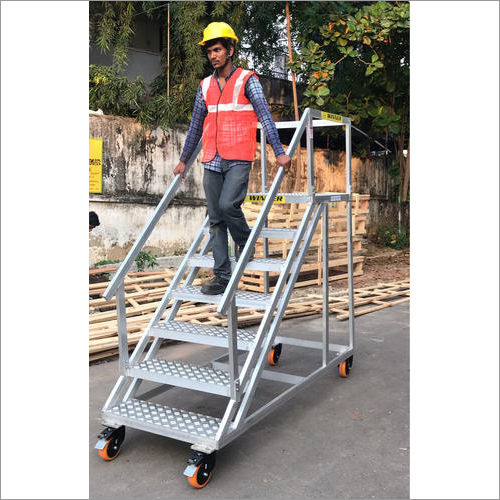 Aluminium Mobile Platform Trolley Ladder