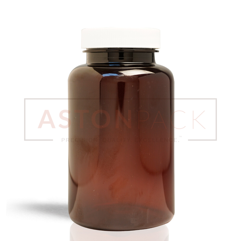 PET Tablet / Capsule Round Amber Packer Bottle - 500ml