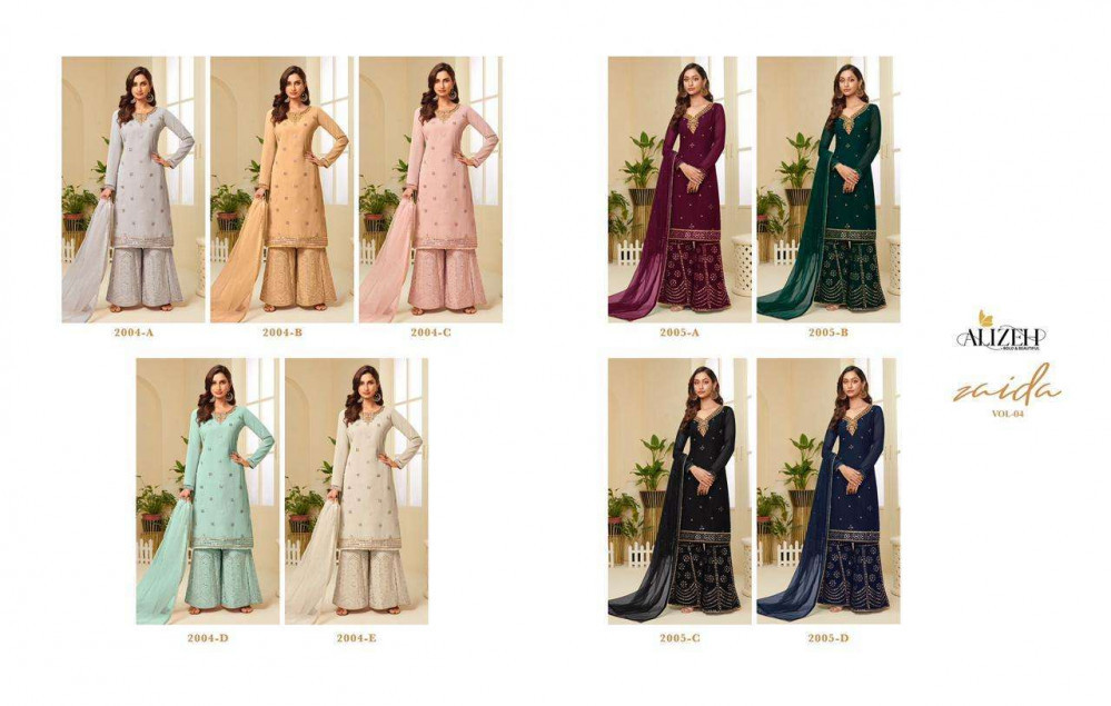 Alizeh Zaida Vol-4 Georgette Sharara Style Salwar Kameez Catalog