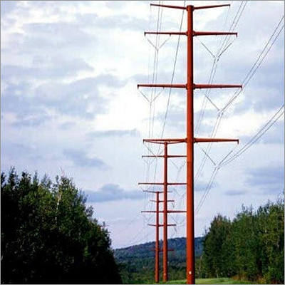 Red Metal Transmission Pole