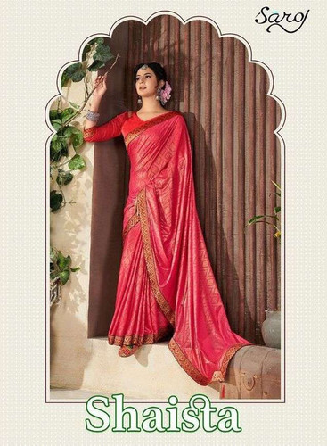 Saroj Shaista Lycra With Foil Print Saree