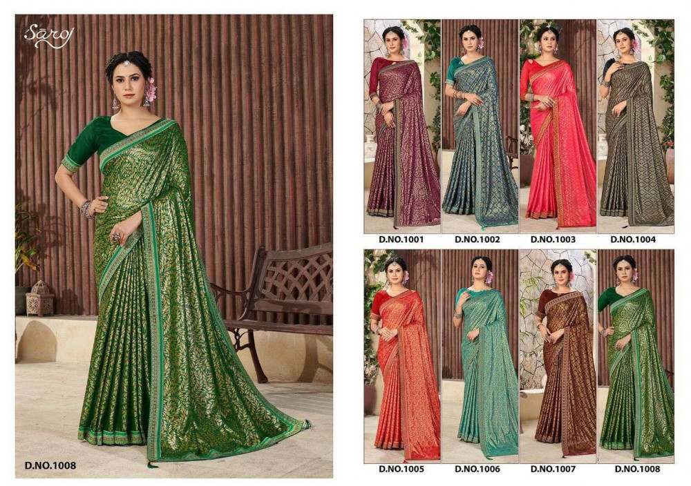 Saroj Shaista Lycra With Foil Print Saree