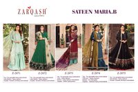 Zarqash Sateen Maria B Fox Georgette Heavy Work Pakistani Style Suits