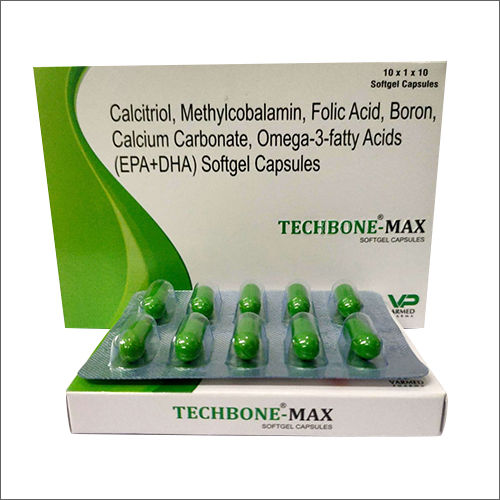 Calcitriol Methylcobalamin Folic Acid Boron Calcium Carbonate Omega-3-Fatty Acids Softgel  TECHBONE MAX