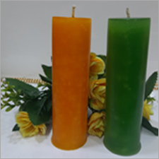 Yellow And Green Diwali Candles Set Of 2