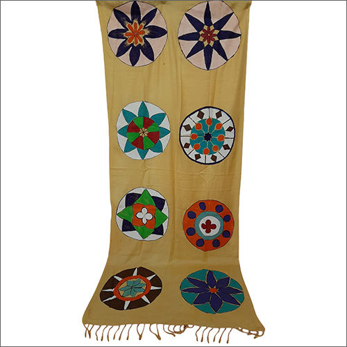 Multicolor Ladies Yellow Hand Painted Stole