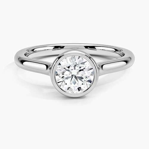 Round Shape Diamond Rings Bezel Set In Lab Grown Diamonds 14k White Gold 1 Ct Diamond Clarity: Vs2