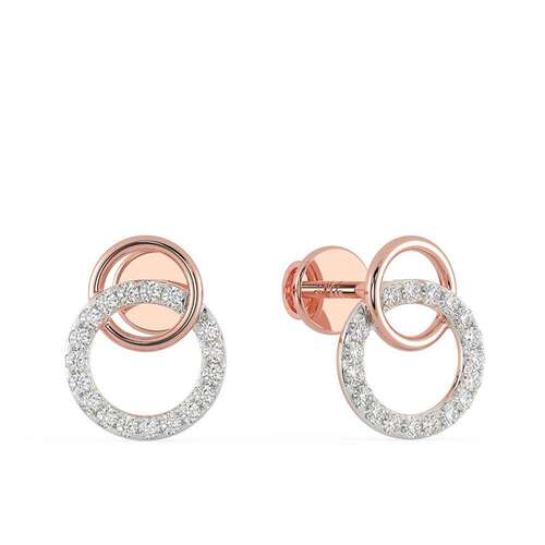 Diamond Screw Back Earrings In Synthetic Diamonds 10k Rose Gold 0.35 Ct Diamond Clarity: Vs2