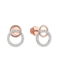 Diamond Screw Back Earrings In Synthetic Diamonds 10K Rose Gold 0.35 CT