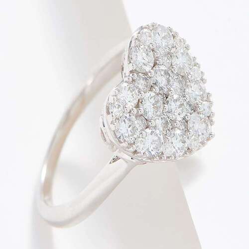 Heart Shape Cluster Diamond Ring In Lab Created Diamond In 18K White Gold 1 CT