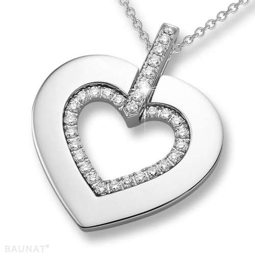Diamond Pendants In Heart Shape Lab Grown Diamonds 10 K white Gold  0.50 CT
