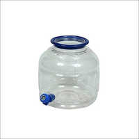 Transparent Plastic Water Dispenser Jar - 5 Liter Capacity, Round Shape, Transparent Color | Durable Plastic Material, Plain Pattern