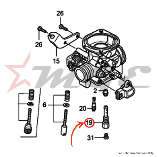Holder, Needle Jet For Honda CBF125 - Reference Part Number - #16165-KSP-911, #16165-KWF-901