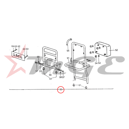 Vespa PX LML Star NV - Back Rest Comp With Carrier Frame Assembly - Reference Part Number - #C-1712158