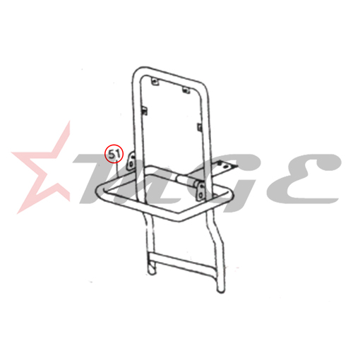 Vespa PX LML Star NV - Back Rest With Carrier Mounting - Reference Part Number - #C-0712154
