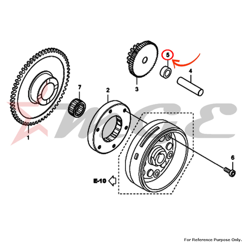 Collar, Starter Reduction For Honda CBF125 - Reference Part Number - #28133-KSP-900