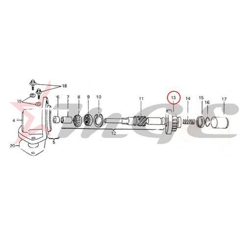 Vespa PX LML Star NV - Pinion With Free Wheel - Reference Part Number - #BC3-10-123