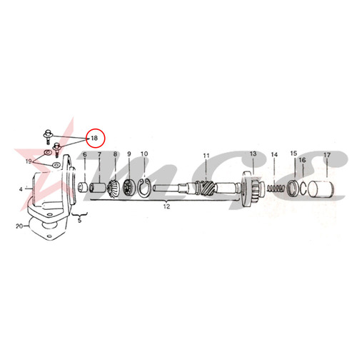 Vespa PX LML Star NV - Coller Bolt - Reference Part Number - #BC4-10-095