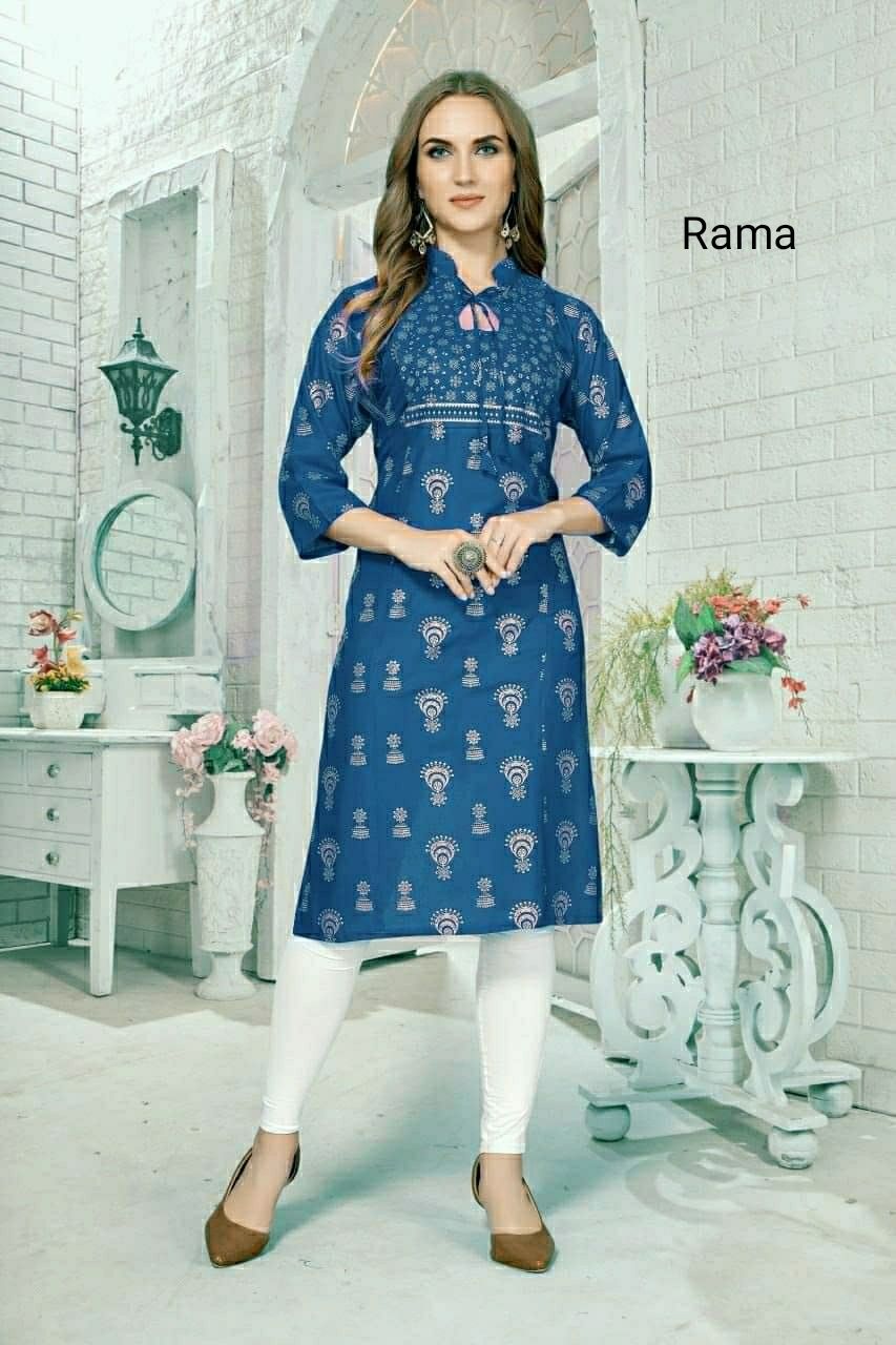 Foil Printed Rayon Kurti