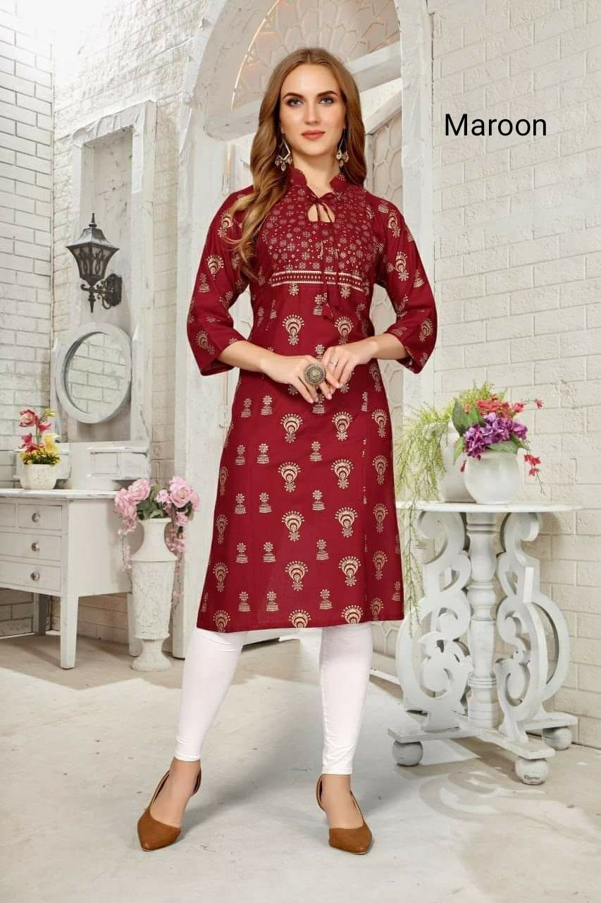 Foil Printed Rayon Kurti