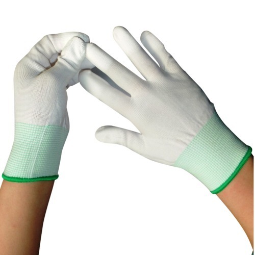 ESD PU White Finger Top Coated Gloves